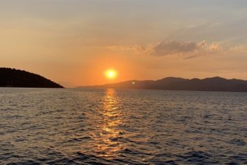 Эгейские острова на закате из Ичмелера